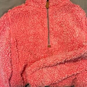 Simply Southern Pink Sherpa Cowl Neck Sweater